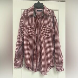 Bruno New York Mens Roll Tab Long Sleeve Shirt Red Plaid Button Up snap Large?